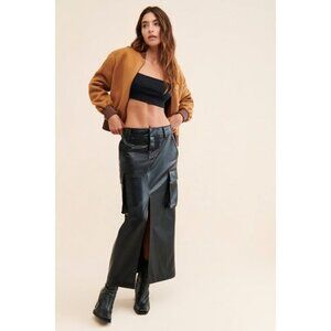 Seven for all mankind Cargo Vegan Leather Skirt in black S